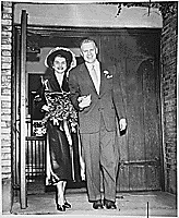 H0013-1. Gerald R. Ford, Jr., and Betty Ford walk out of Grace Episcopal Church in Grand Rapids, MI, following their marriage. October 15, 1948.