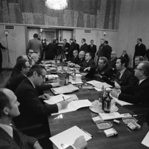 A2093-12. The first meeting with General Secretary  Brezhnev in the conference hall at Okeansky Sanatorium, Vladivostok, USSR. November 23, 1974.