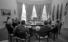 A1309-04. President Ford meets with his senior staff prior to the second press conference of his presidency.  October 9, 1974.