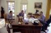 A4154-03 - President Ford meets with Chief of Staff Donald Rumsfeld and Dick Cheney in the Oval Office. April 22, 1975.