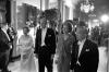 A6738-23. President and Mrs. Ford escort the Emperor (Hirohito, now Showa) and Empress of Japan to a white tie dinner held in honor of their first State Visit to the United States. October 2, 1975. 