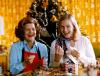 A7235-8. Mrs. Ford and Susan work on homemade Christmas decorations in the White House Solarium. November 10, 1975.