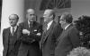 A9877-16. Prior to their Oval Office meeting President Ford and French President Valery Giscard d’Estaing stand on the White House Colonnade along with Secretary of State Henry Kissingerand French Foreign Minister Jean Sauvagnargues.  May 17, 1976. 