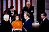 AV85-42. Gerald Ford takes the oath of office as Vice President, in a ceremony administered by Chief Justice Warren Burger and witnessed by Betty Ford, President Richard Nixon and a joint session of Congress. December 6, 1973.