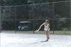 A5170-17. President Ford's daughter-in-law Gayle playing tennis at Camp David. June 22, 1975.