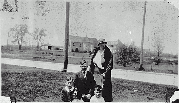 H0018-1. Adele Ayer Gardner  with grandsons Thomas G. Ford, Richard A. Ford, and James F. Ford. 1929.