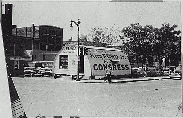 H0051-1. "Jerry  Ford, Jr., For Congress" Quonset hut. 1948. 