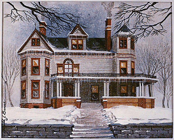 H0070-1. Watercolor painting of 3202 Woolworth Avenue, Omaha, NE. 1976.
