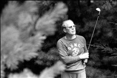 A0457-07A. Golfing on a Labor Day week-end trip to Camp David. Thurmont, Maryland.  September 2, 1974.