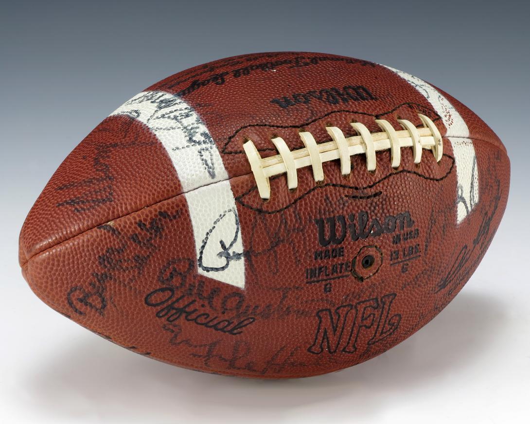 Football signed by Washington Redskins to Betty Ford