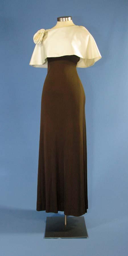 Brown gown with ivory caplet