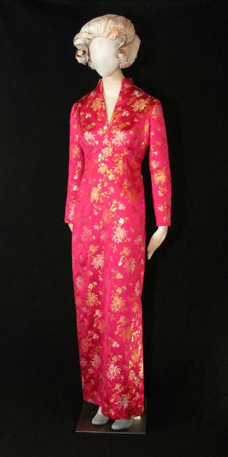 Red brocade gown