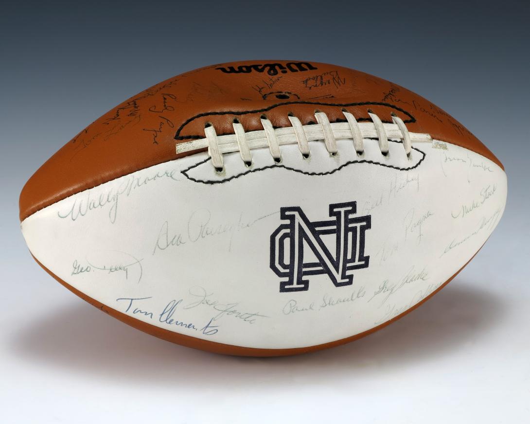 Football autographed by 1974 Notre Dame team