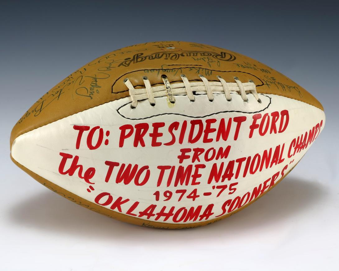 Football signed by 1976 Oklahoma Sooners