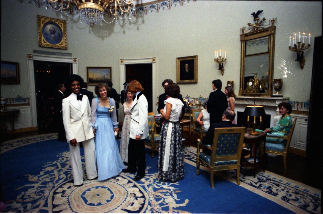 38-WHPO-A4765-13. Holton-Arms School seniors and their dates at the prom, 5/31/1975.