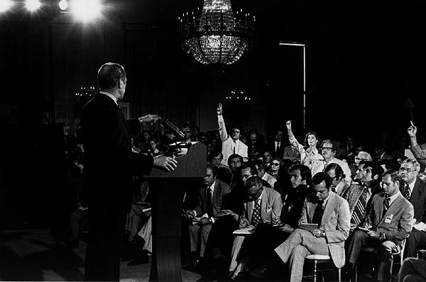 A0397-7A. President Ford holds a news conference in the East Room. August 28, 1974