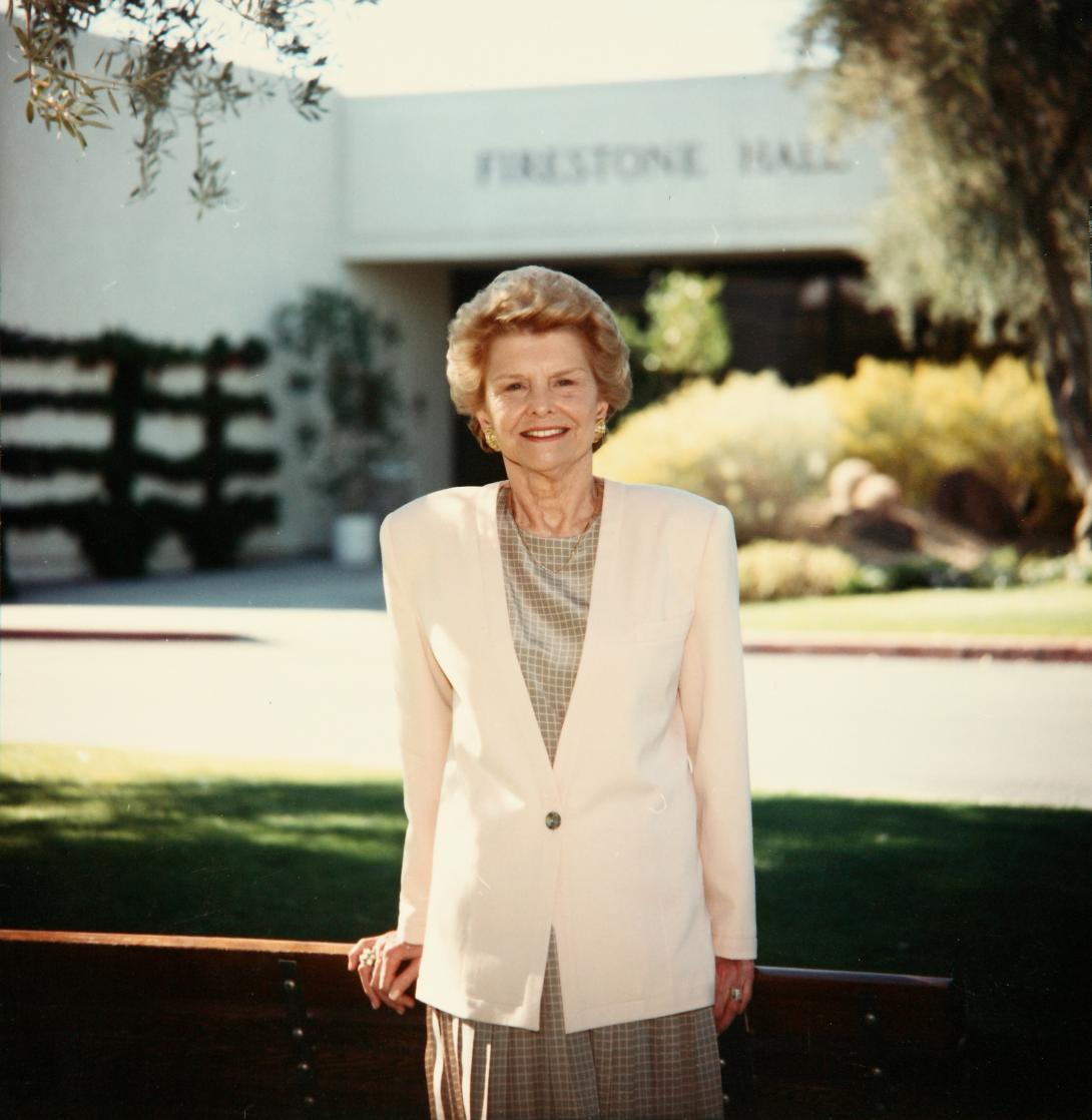 2008-NLF-019. Betty Ford, Chairman and co-founder of the Betty Ford Center since 1982, exerted a hands-on leadership style until 2004, when she became Chairman Emeritus and her daughter Susan Ford Bales assumed the Chairman position. 1990.