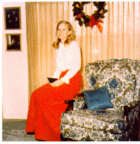 H0072-5. Susan Ford poses for a Christmas portrait in the living room of the family residence at 514 Crown View Drive, Alexandria, VA. December 1972.