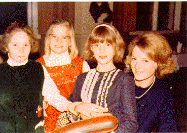 H0072-13. Susan Ford participates in a school Christmas party with two other students and a teacher. December 1966.